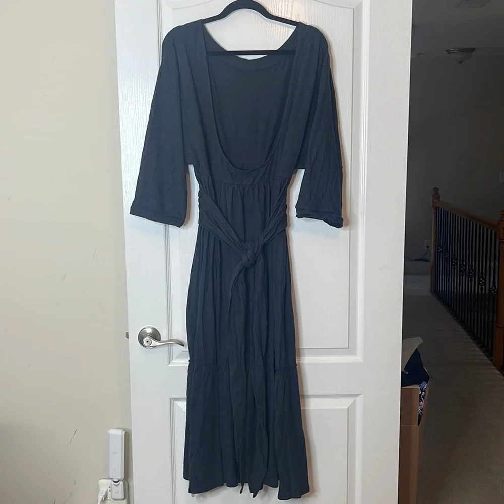 Free People Beach Garcia Midi Dress Black Large - Picture 2 of 14